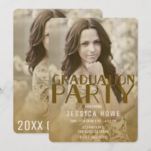 Invitación Foto de graduado del Moderno Partido de Moda de Or