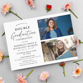 Invitación Foto de graduado en celebración de doble graduació