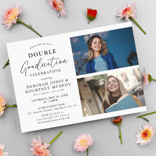 Invitación Foto de graduado en celebración de doble graduació