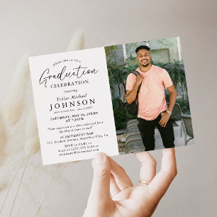 Invitación Foto de graduado en celebración de graduación eleg