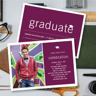 Invitación Foto de Graduado Minimalista Fiesta de Graduación