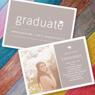 Invitación Foto de Graduado Minimalista Fiesta de Graduación