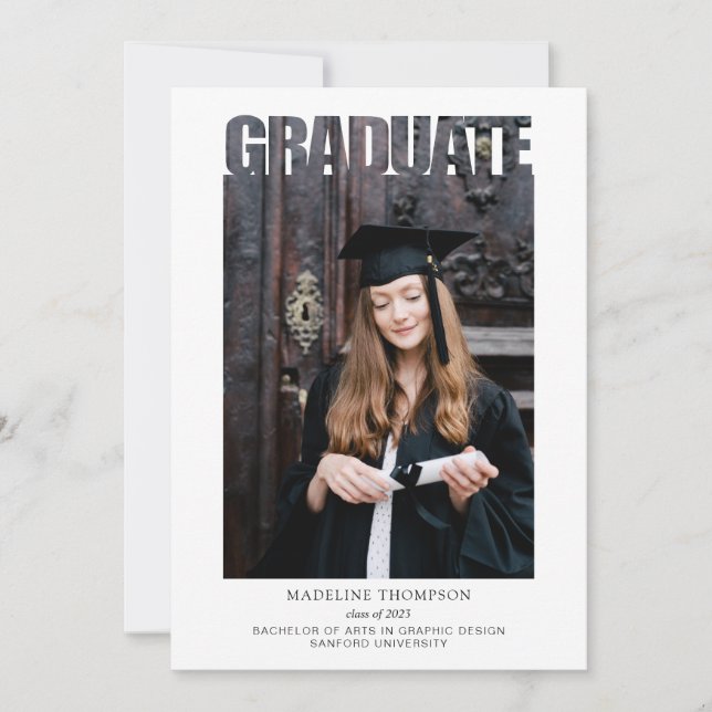 Invitación Foto de graduado moderna graduación (Anverso)