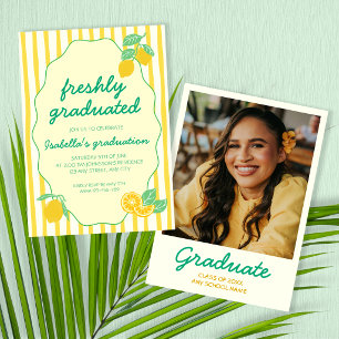 Invitación Foto de Graduado Reciente Limón Cítrico Graduación
