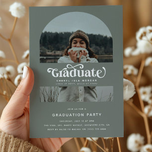 Invitación Foto de graduado retro arco Fiesta de graduación