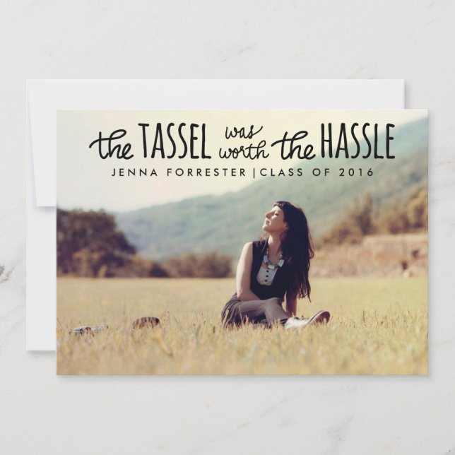 Invitación Foto De Graduado Tassel Valía La Pena El Archivo D (Anverso)