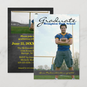 Invitación Foto de graduado vertical - banda de cartón 3x5