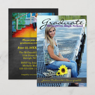 Invitación Foto de graduado vertical - banda de cartón 3x5