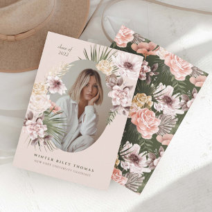 Invitación Foto de graduados de flores de acuarela bohemias m