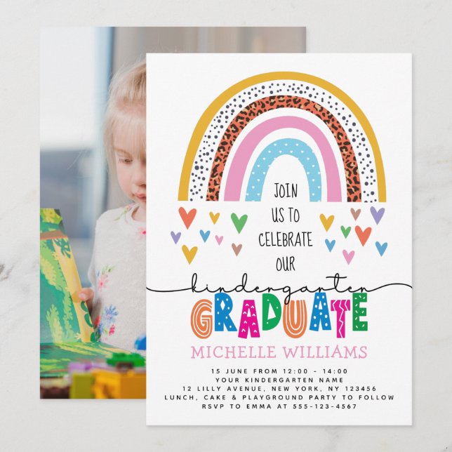 Invitación Foto de graduados de jardines de infancia (Anverso / Reverso)