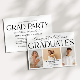 Invitación Foto de graduados gemelos modernos Fiesta de gradu