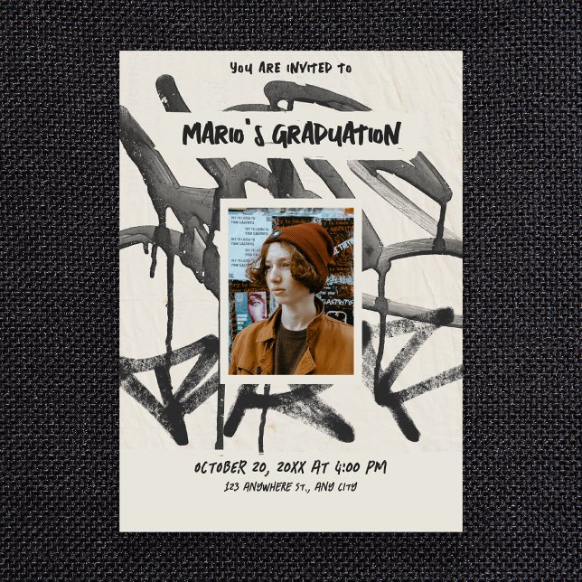 Invitación Foto de graffiti vintage graduación (Subido por el creador)