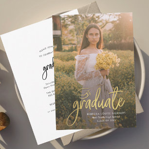 Invitación Foto de guión de graduación Casa abierta
