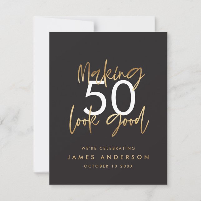 Invitación foto de guión elegante y simple de cumpleaños (Anverso)