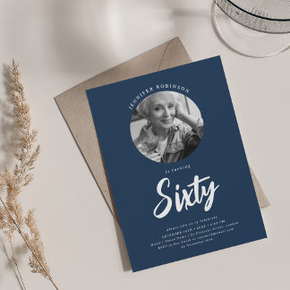 Invitación Foto de guión minimalista 60 cumpleaños Marina Azu