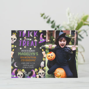 Invitación Foto de Halloween de truco o truco