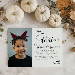Invitación Foto de Halloween Tres Espíritus Fiesta de Cumplea