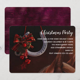 Invitación Foto de herradura colgante de Navidad ecuestre