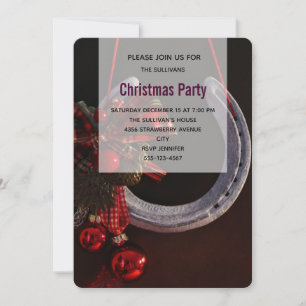 Invitación Foto de herradura colgante de Navidad ecuestre