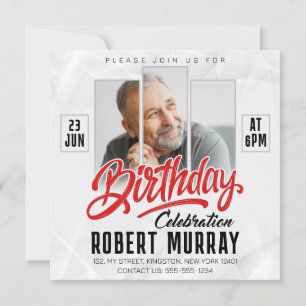 Invitación Foto de hombre de celebración de cumpleaños negro 