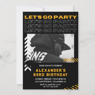 Invitación Foto de hombres modernos negros cumpleaños 63