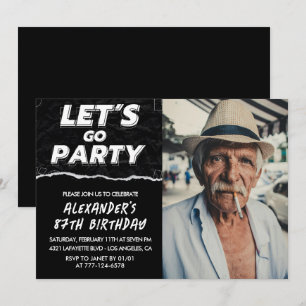 Invitación Foto de hombres negros VAMOS A LA FIESTA 87 cumple