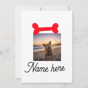 Invitación Foto de hueso de perro rojo regalos simples nombre