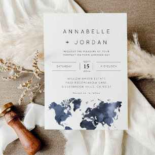 Invitación Foto de índigo gris azul de la Marina de la Boda d