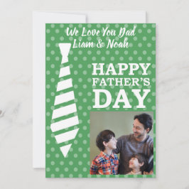 Invitación Foto de Instagram Tie Green Dots Day Card
