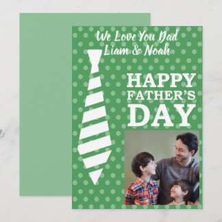 Invitación Foto de Instagram Tie Green Dots Day Card