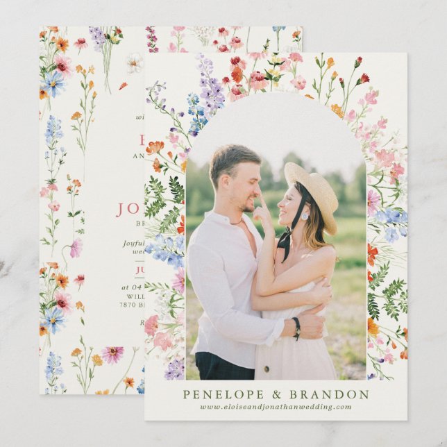 Invitación Foto de jardín de pradera primaveral de flores sil (Anverso / Reverso)