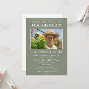 Invitación Foto de jubilación masculina moderna Sage