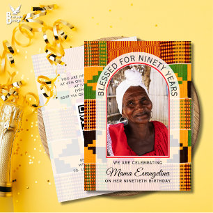 Invitación Foto de Kente BENDITO 90 CUMPLEAÑOS
