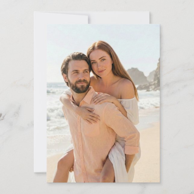 Invitación Foto de la alegre playa de durazno (Anverso)