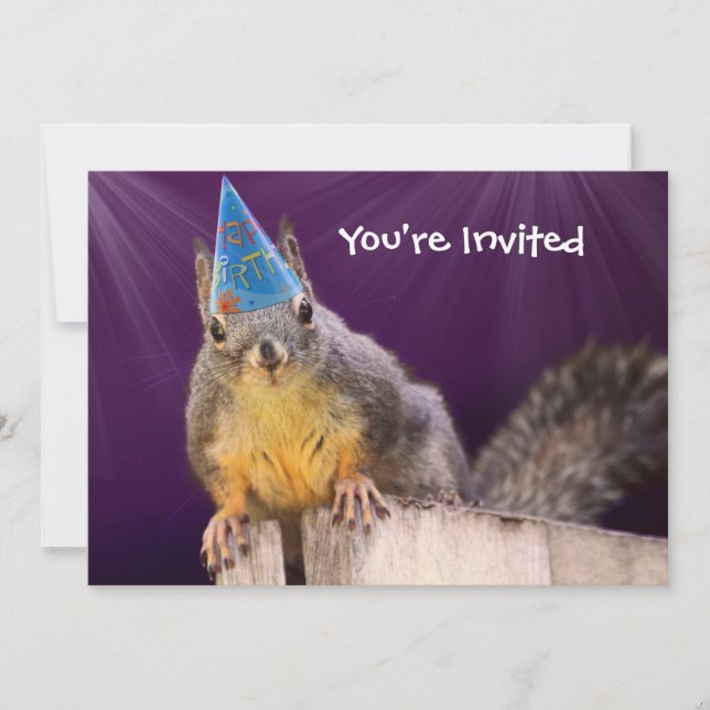 Invitación Foto de la ardilla del cumpleaños (Anverso)