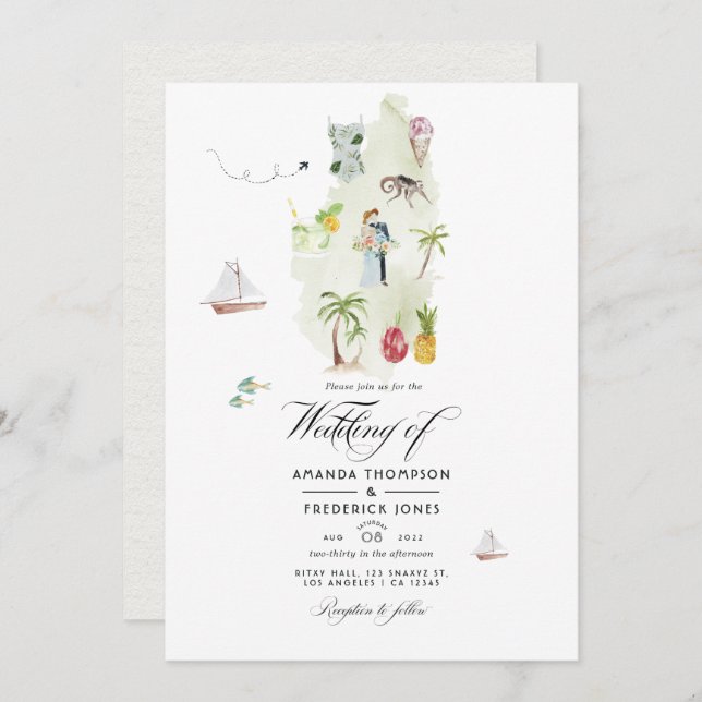 Invitación Foto de la boda de destino de Santa Lucía (Anverso / Reverso)