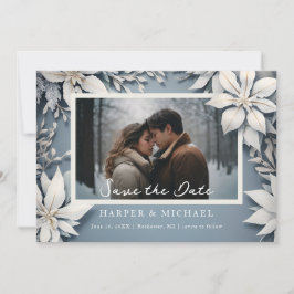 Invitación Foto de la boda de invierno para guardar la fecha