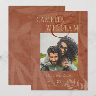 Invitación FOTO De La Boda De Oro De Terracotta Save The Date