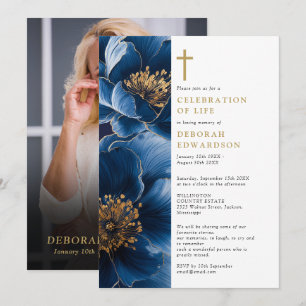 Invitación Foto De La Celebración Azul De La Vida De La Marin