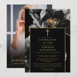 Invitación Foto De La Celebración Cristiana Negra Y Oro De La