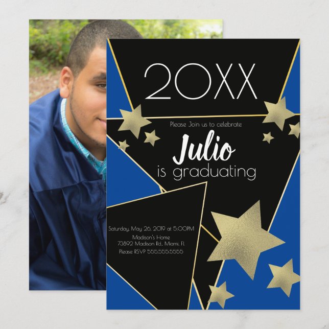 Invitación Foto de la celebración de la universidad de gradua (Anverso / Reverso)