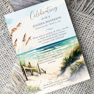 Invitación Foto de la celebración de la vida en Ocean Beach T