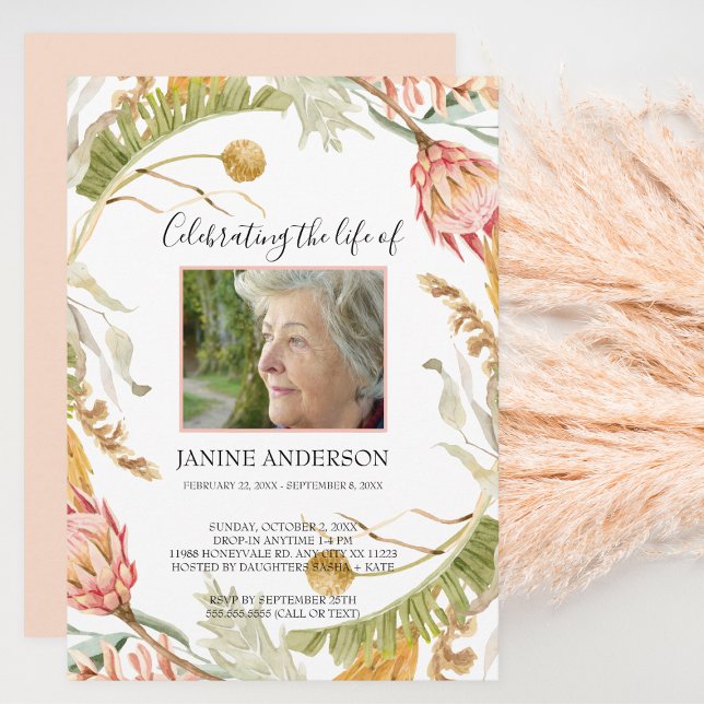 Invitación Foto de la celebración de la vida floral tropical (Subido por el creador)