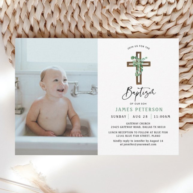 Invitación Foto de la celebración del bautismo de un niño mod (Subido por el creador)