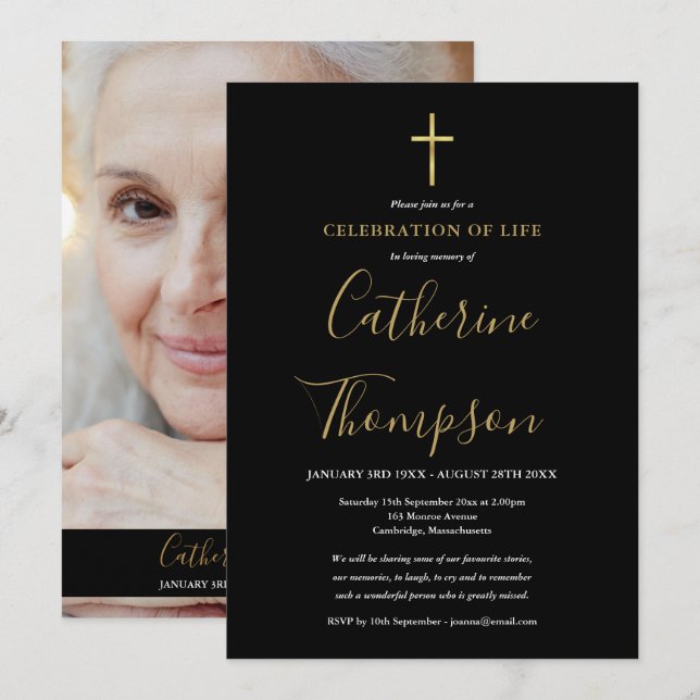 Invitación Foto de la celebración del funeral de oro (Anverso / Reverso)