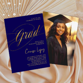 Invitación Foto de la ceremonia de graduación con guiones mín