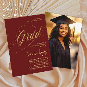 Invitación Foto de la ceremonia de graduación de Red & Gold M