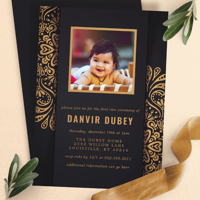 Invitación Foto de la ceremonia del primer arroz Annaprashan  (Subido por el creador)