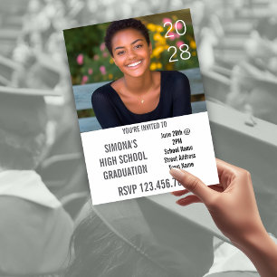 Invitación Foto de la chica de la pizarra Año de escuela secu