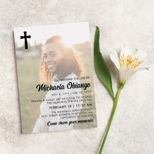 Invitación Foto de la Cruz Negra que celebra la vida